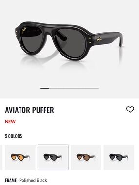 Ray-Ban Aviator Puffer Sunglasses in Polished Black w/Dark Lenses. Case included